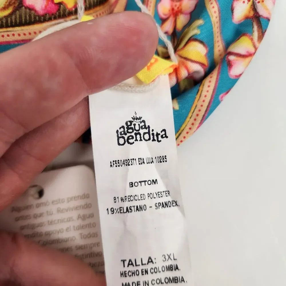 Agua Bendita Eda Bikini Bottom in Lula Print Yellow Size 3XL NWT